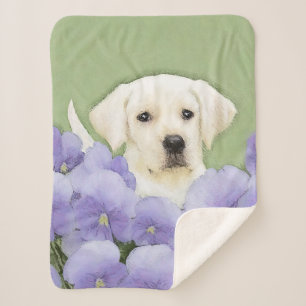 Labrador Retriever Puppy Painting Original Dog Art Sherpa Blanket