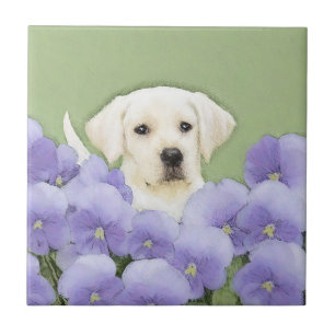 Labrador Retriever Puppy Painting Original Dog Art Tile