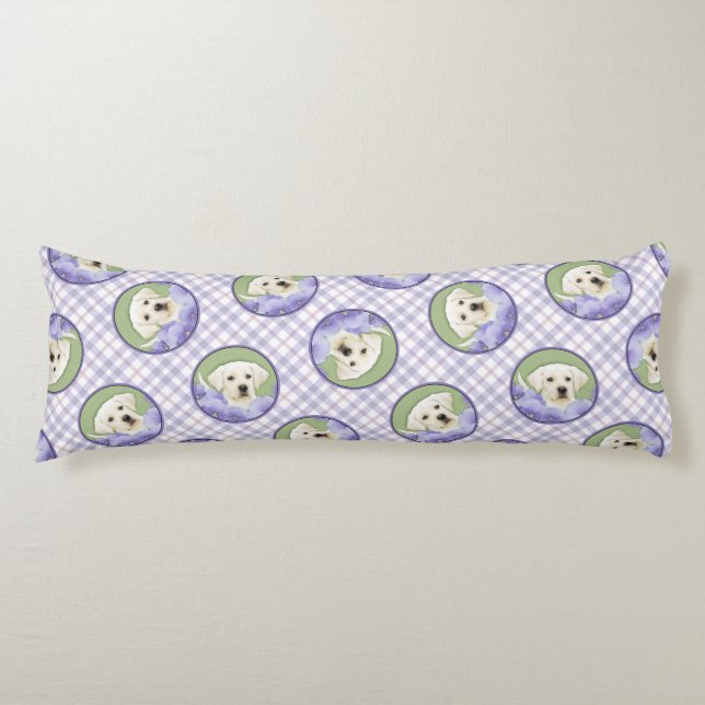Labrador Retriever Puppy Painting Yellow Dog Art Body Pillow (Front)