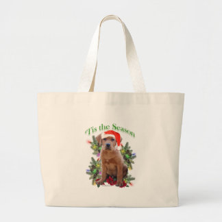 Labrador Retriever Puppy 'Tis the Season  Large Tote Bag