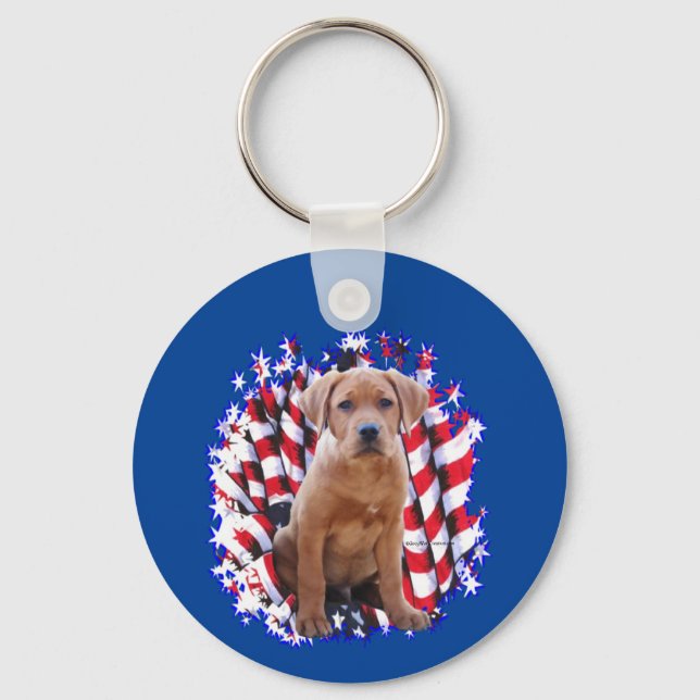 Labrador Retriever (red) Patriot Keychain (Front)