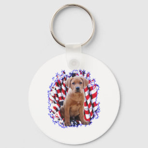 Labrador Retriever (red) Patriot Keychain