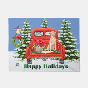 Labrador Retriever Red Vintage Truck Family Name Doormat