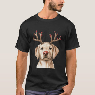Labrador Retriever Reindeer Christmas Lights Dog L T-Shirt