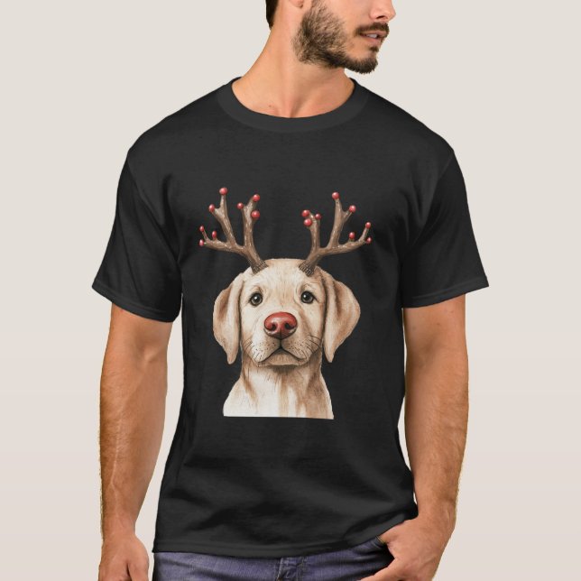 Labrador Retriever Reindeer Christmas Lights Dog L T-Shirt (Front)