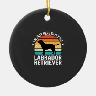 Labrador Retriever Retro Dog Petting Ceramic Ornament