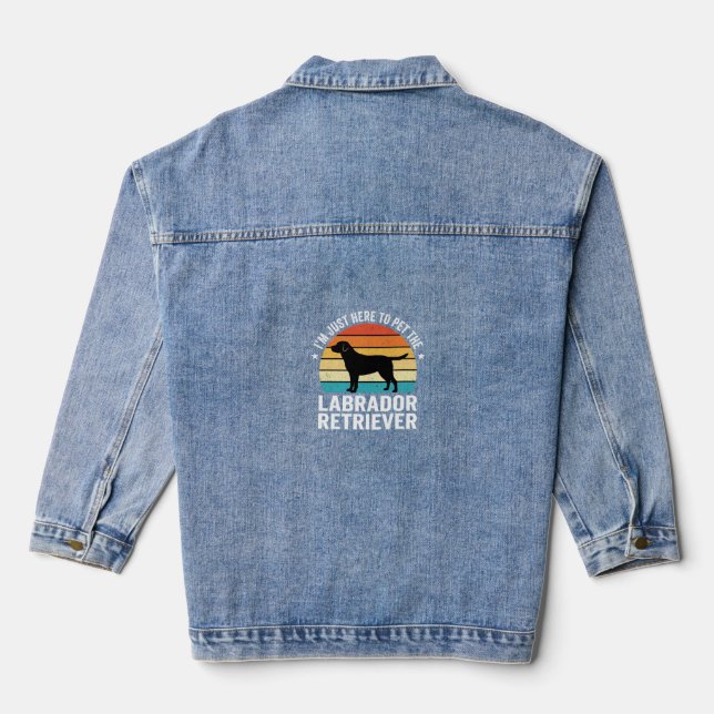 Labrador Retriever Retro Dog Petting Denim Jacket (Back)