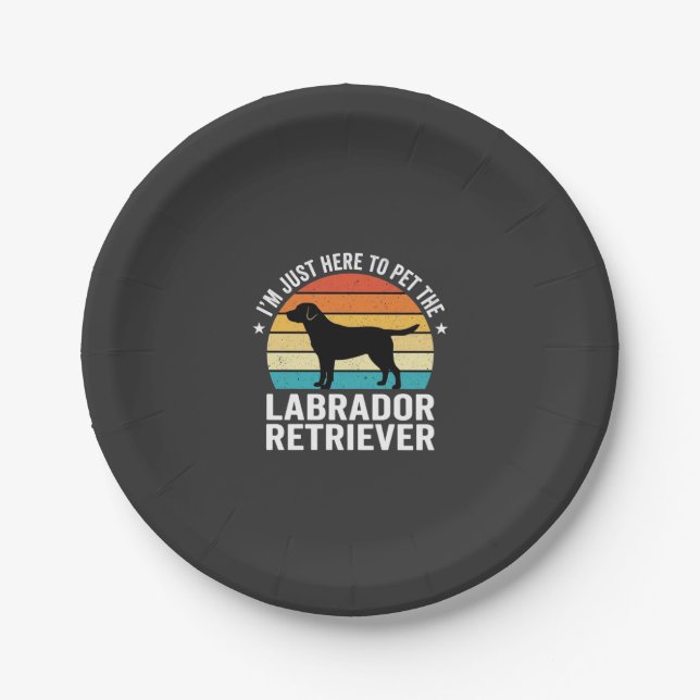 Labrador Retriever Retro Dog Petting Paper Plate (Front)