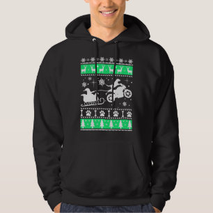 Labrador Retriever Riding Motocross Carrying Santa Hoodie