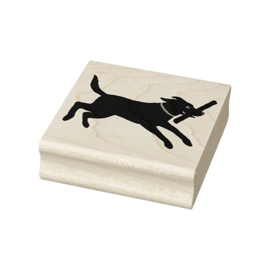 Labrador Retriever Running with Stick Rubber Stamp