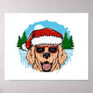 Labrador Retriever santa claus hat illustration Poster