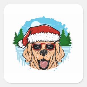 Labrador Retriever santa claus hat illustration Square Sticker