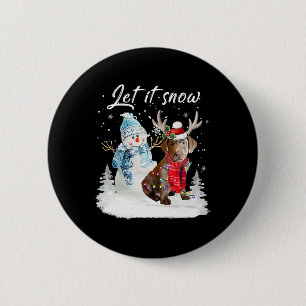 Labrador Retriever Santa Dog Christmas Snowman Xma 2 Inch Round Button