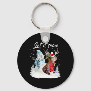 Labrador Retriever Santa Dog Christmas Snowman Xma Keychain