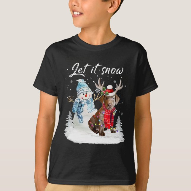 Labrador Retriever Santa Dog Christmas Snowman Xma T-Shirt (Front)