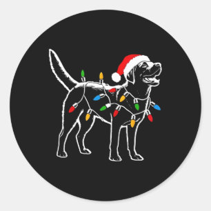 Labrador Retriever Santa Hat Christmas Lights Xmas Classic Round Sticker
