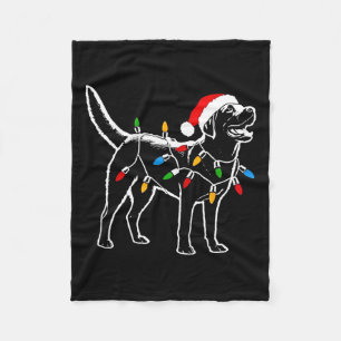 Labrador Retriever Santa Hat Christmas Lights Xmas Fleece Blanket