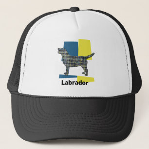 Labrador Retriever Silhouette Dog Tricolour Grid Trucker Hat