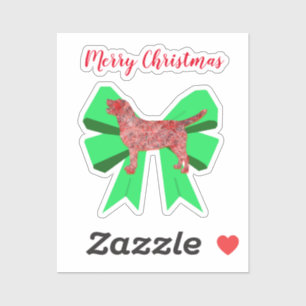 Labrador Retriever Silhouette Green Bow Christmas