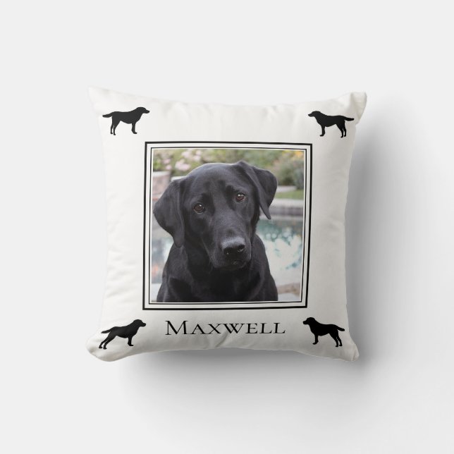 Labrador Retriever Silhouette with Photo Throw Pillow (Front)