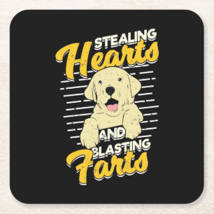 Labrador Retriever Stealing Hearts Square Paper Coaster
