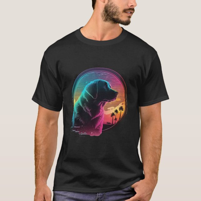 Labrador Retriever Synthwave 80s Retrowave Aesthet T-Shirt (Front)