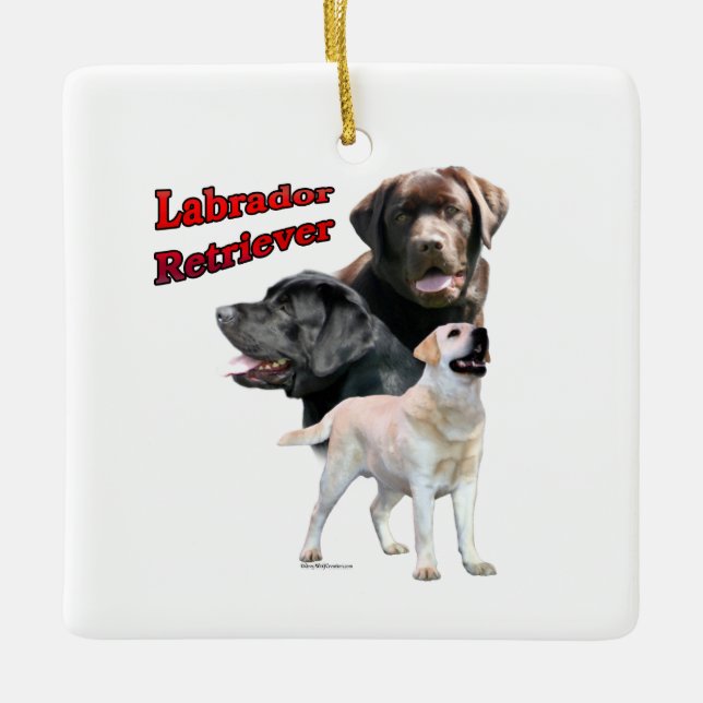 Labrador Retriever Trio 2 - Keychain Ceramic Ornament (Front)