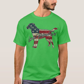 Labrador Retriever US Flag 4th Of July America Dog T-Shirt