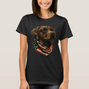 Labrador Retriever USA Flag Canine Dog  4th Of Jul T-Shirt