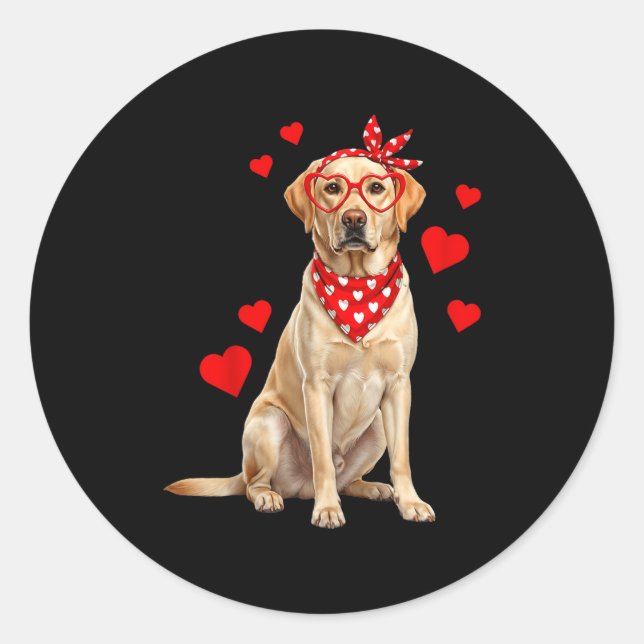 Labrador Retriever Valentines Day Dog Lover Heart  Classic Round Sticker (Front)