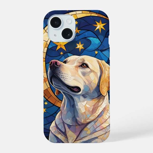 Labrador Retriever Verre Tiré Nuit Ciel Lune (Verso)