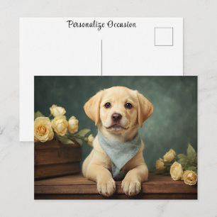 Labrador Retriever Vintage Cute Puppy Dog Portrait Postcard