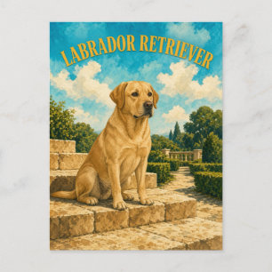 Labrador Retriever, Vintage Watercolor Dog Art Postcard