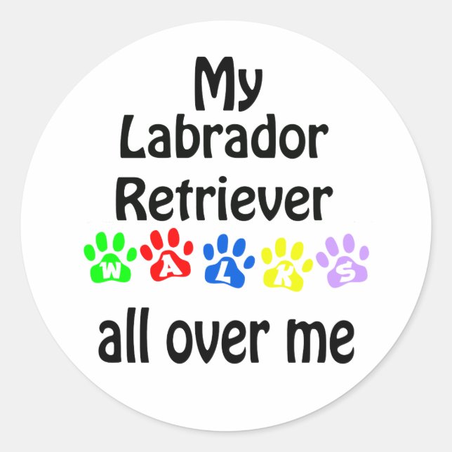 Labrador Retriever Walks Design Classic Round Sticker (Front)