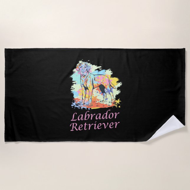 Labrador Retriever Watercolor Beach Towel (Front)