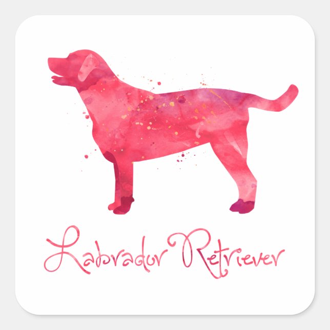Labrador Retriever Watercolor Design Square Sticker (Front)
