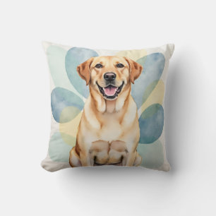 Labrador Retriever Watercolor Oval Layer Art Throw Pillow