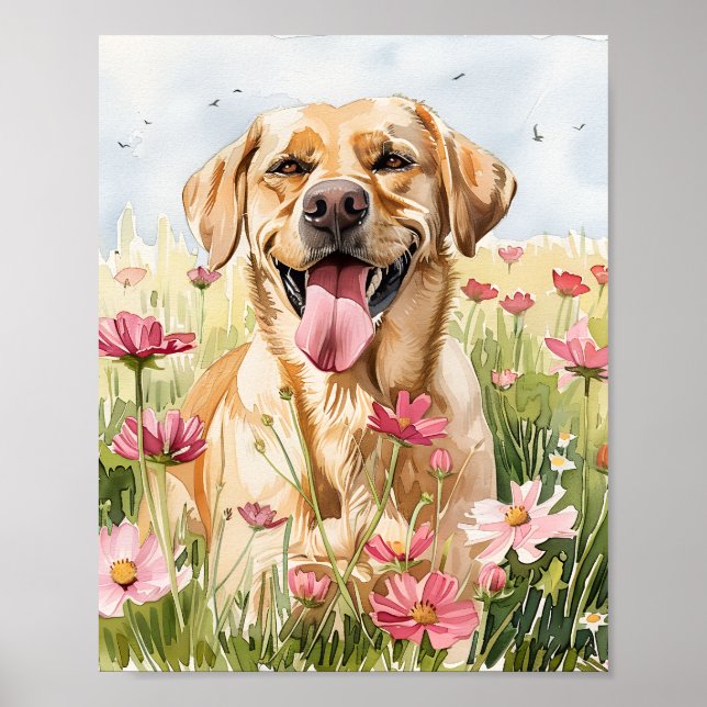 Labrador Retriever Watercolor Poster Dog Art (Front)