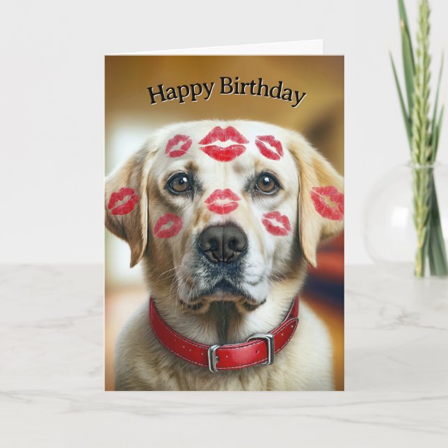 Labrador Retriever With Birthday Kisses Card (Front)