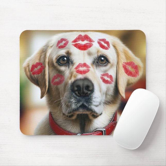 Labrador Retriever With Lipstick Kisses Mouse Pad (With Mouse)