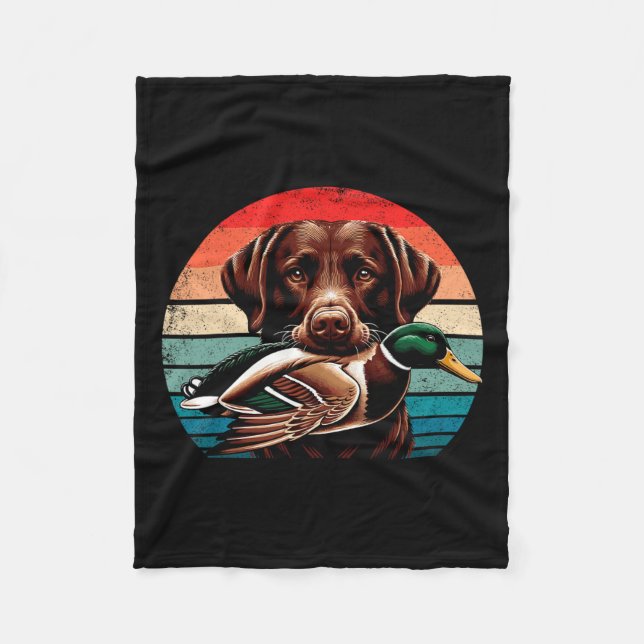 Labrador Retriever With Mallard Duck Hunting  Fleece Blanket (Front)