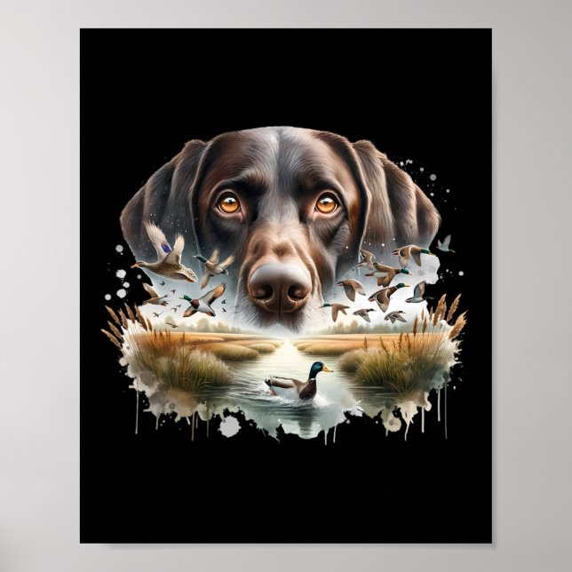 Labrador Retriever With Mallard Ducks Hunting Duck Poster (Front)