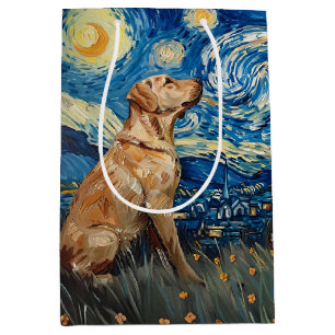 Labrador Retriever Yellow Lab Dog Starry Night Medium Gift Bag