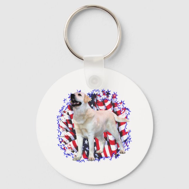 Labrador Retriever (yellow) Patriot Keychain (Front)