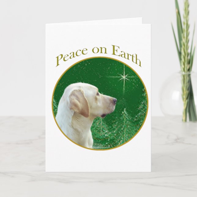 Labrador Retriever (yellow) Peace Holiday Card (Front)