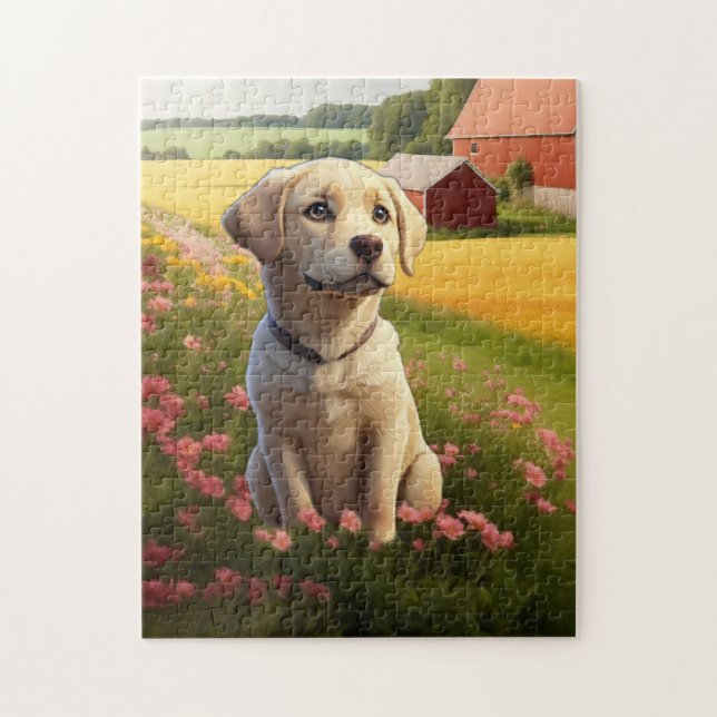 Labrador Retriever Yellow Puppy Jigsaw Puzzle (Vertical)