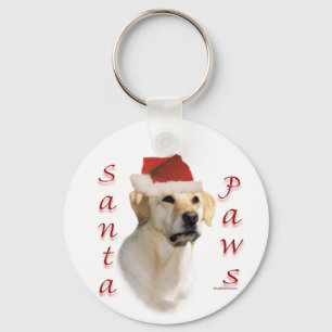 Labrador Retriever (yellow) Santa Paws Keychain