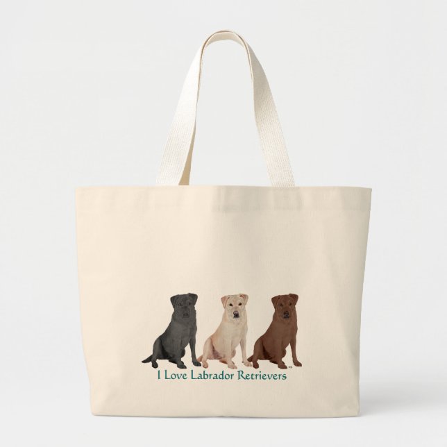 Labrador Retrievers - 3 Colors to Love Large Tote Bag (Front)