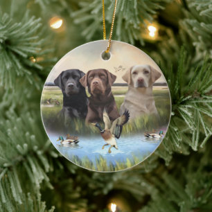 Labrador Retrievers, (Hunting dogs)  Ceramic Ornament