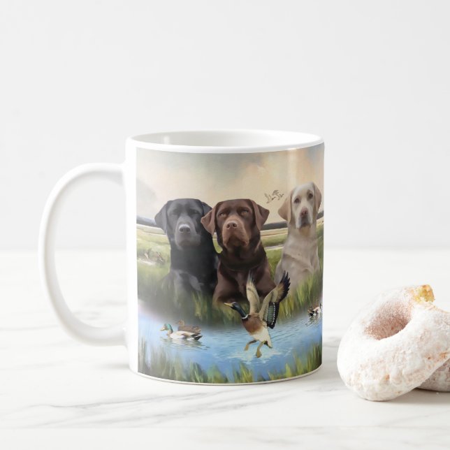 Labrador Retrievers, (Hunting dogs)  Coffee Mug (With Donut)